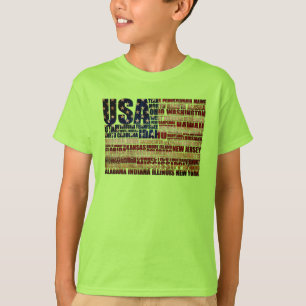 USA und ihre bundesstaatlichen Staaten in US Flagg T-Shirt