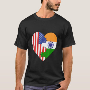 USA- und Indienflaggen Herz T-Shirt