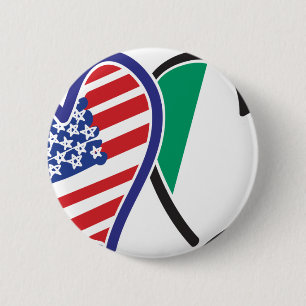USA und Irland Patriotische Liebe Herzen Button