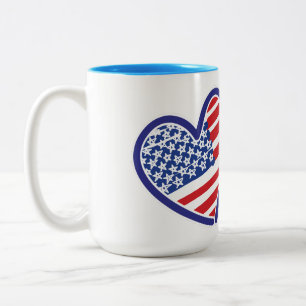 USA und Israel Flag Hearts Zweifarbige Tasse
