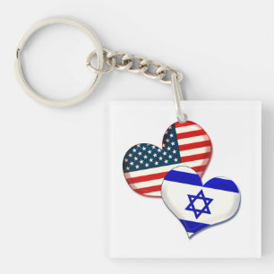 USA und Israel Herz Schlüsselanhänger