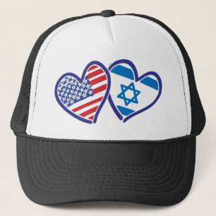 USA und Israel Herzenflagge Truckerkappe