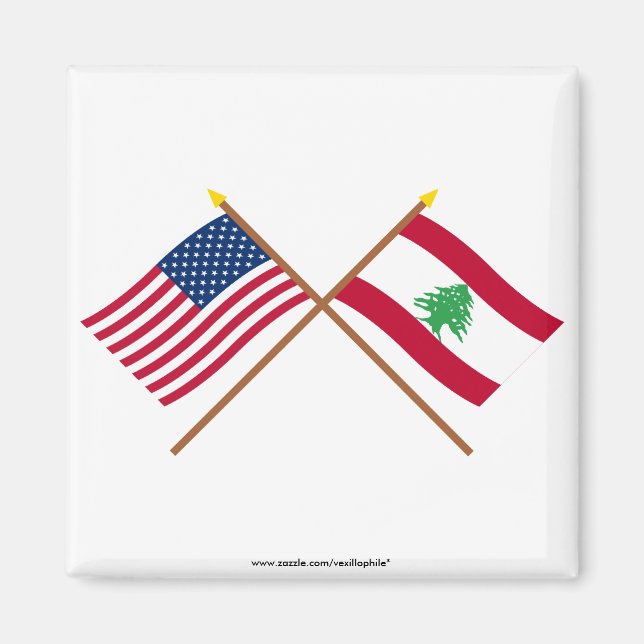 USA und Libanon überquerten die Fahnen Magnet (Vorne)