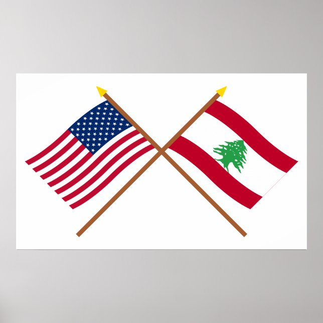 USA und Libanon überquerten die Fahnen Poster (Vorne)
