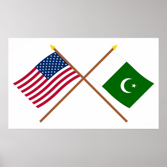 USA und Pakistan überquerten die Fahnen Poster (Vorne)