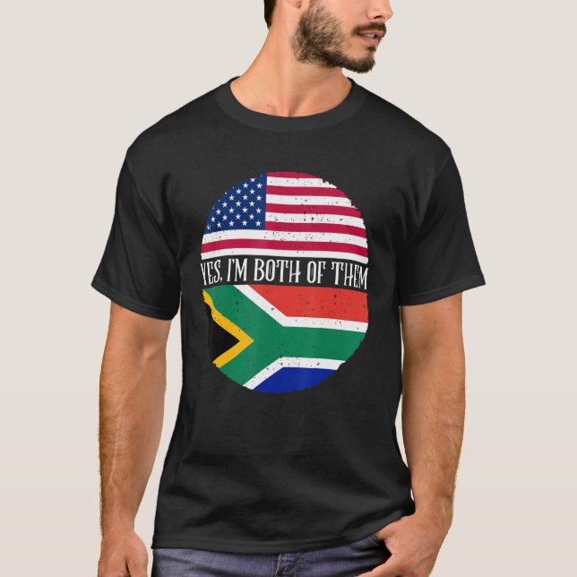 USA und Südafrika Flaggen Ja ich bin beide T-Shirt (Vorderseite)