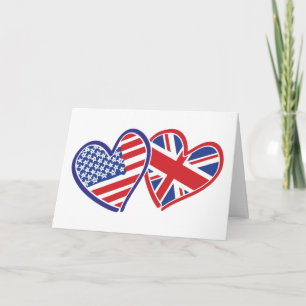 USA und UK Flag Hearts Karte