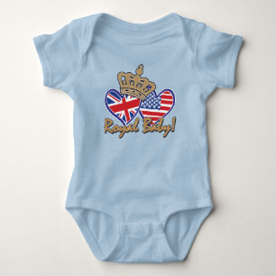USA und UK Royal Baby Flag Hörer mit einer Krone Strampler