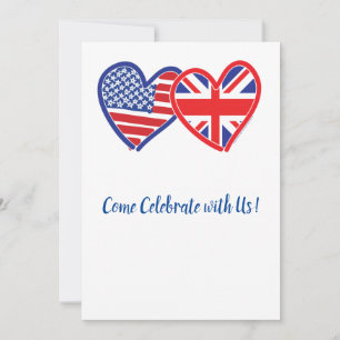 USA und Union Jack Liebe Hearts Einladung