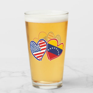 USA und Venezuela-Flaggen-Herzen Glas