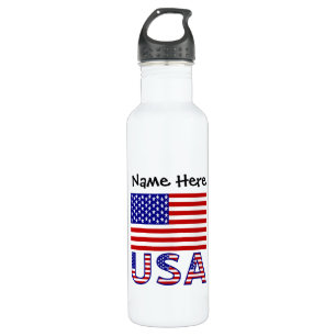 USA und Vereinigte Staaten - Flag Personalisiert Edelstahlflasche