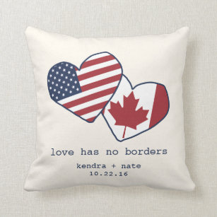 USA und Wedding Kanada-Herz-Flaggen Kissen