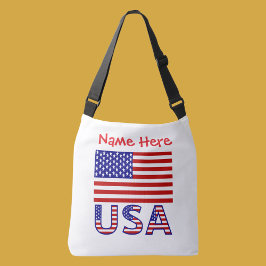 USA United Staaten America Flag Red Personalisiert Tragetaschen Mit Langen Trägern
