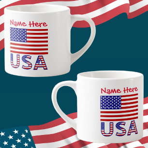 USA United Staaten America Flag Red Personalizatio Espressotasse