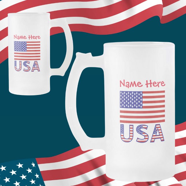 USA United Staaten America Flag Red Personalizatio Mattglas Bierglas (Von Creator hochgeladen)