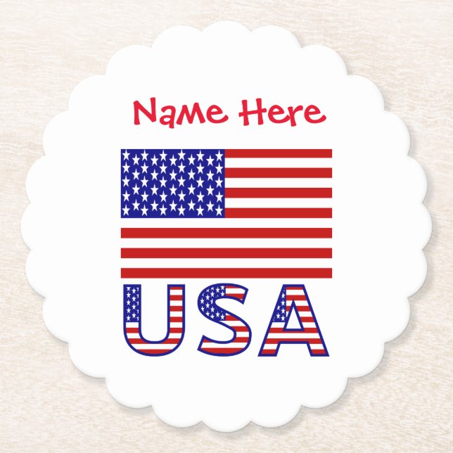 USA United Staaten America Flag Red Personalizatio Untersetzer (Vorderseite)