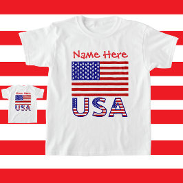 USA United Staaten America Red Personalisiert Girl T-Shirt