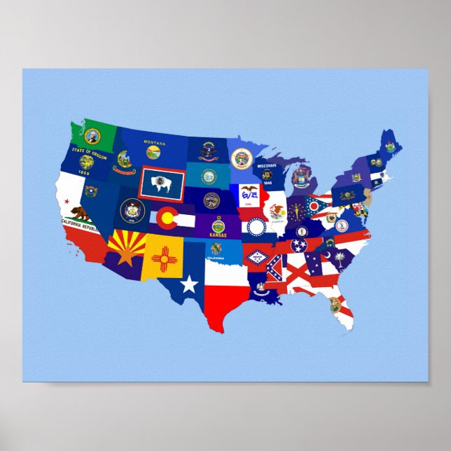 usa United Staaten America republica map Poster (Vorne)