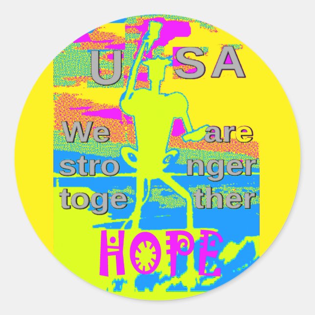 USA Unity Design: Hoffnung und Stärke Runder Aufkleber (Vorderseite)