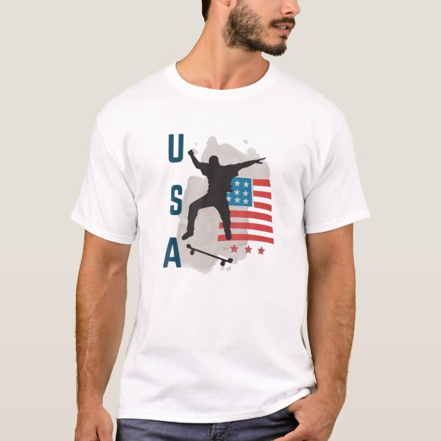 USA-Unterstützung für Skateboard - Team T USA Flag T-Shirt (Vorderseite)