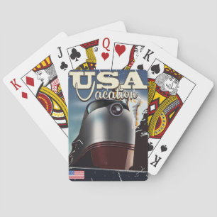 USA Urlaub Zug alte Dampflokomotive Zug Poster Spielkarten
