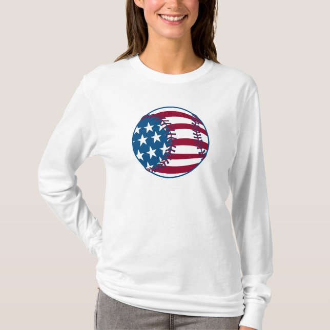 USA US Flagge Baseball T-Shirt (Vorderseite)