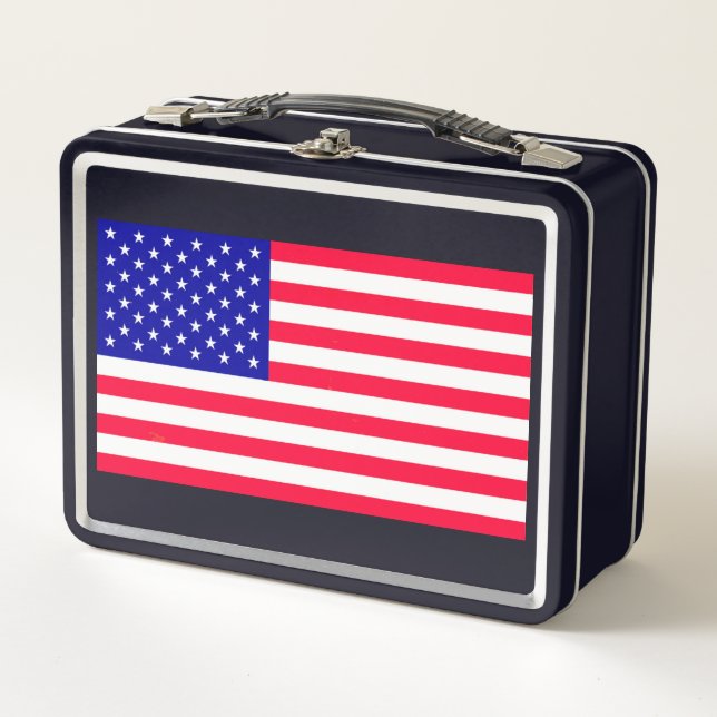 USA US-Flagge Black Lunch Boxes Metall Brotdose (Vorderseite)