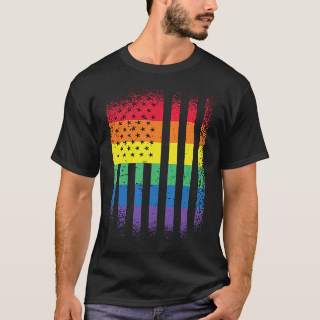 usa us flagge LGBT stolz soziale Bewegung T-Shirt (Vorderseite)
