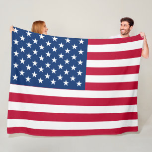 USA - US Flagge unter amerikanischer Flagge Fleecedecke
