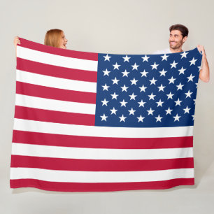 USA - US Flagge unter amerikanischer Flagge Fleecedecke
