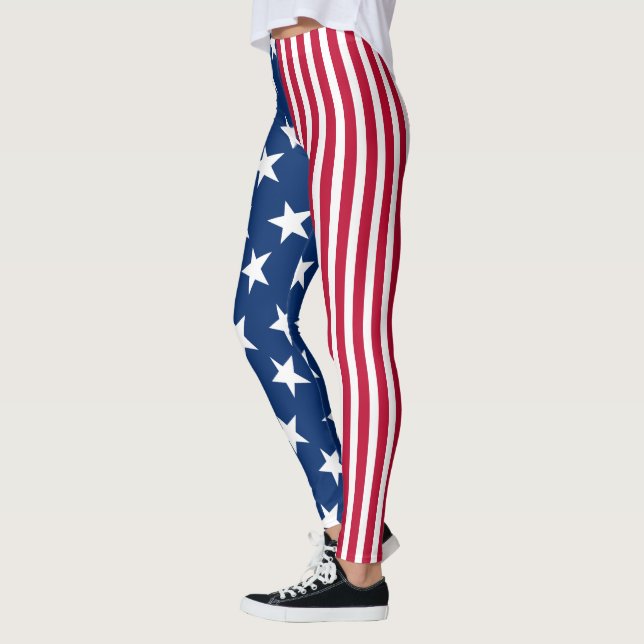 USA - US Flagge unter amerikanischer Flagge Leggings (Links)