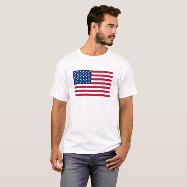 USA - US Flagge unter amerikanischer Flagge T-Shirt (Vorne ganz)