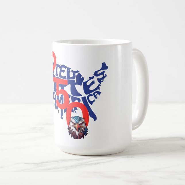 USA | USA | America 250 Map and Eagle Kaffeetasse (VorderseiteRechts)