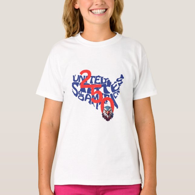 USA | USA | America 250 Map and Eagle T-Shirt (Vorderseite)