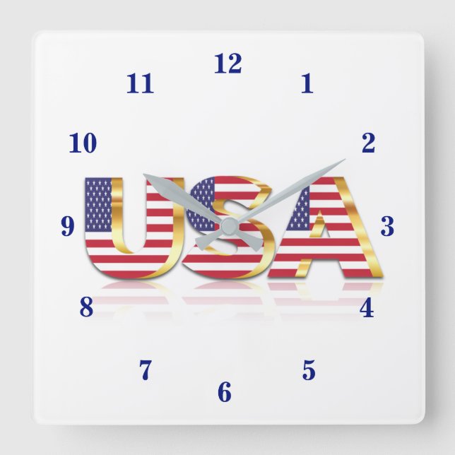 USA - USA - Flagge - Patriotik Quadratische Wanduhr (Vorderseite)