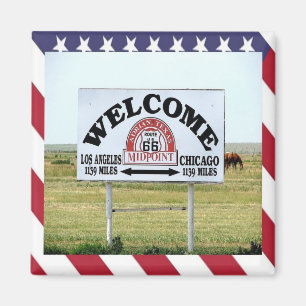 USA - USA Route 66 Midpoint Los Angeles Chicago Magnet