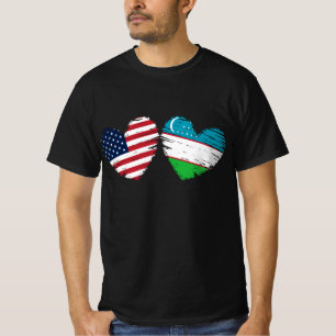 USA Usbekistan Flaggenstaat Herz Usbekisch T-Shirt