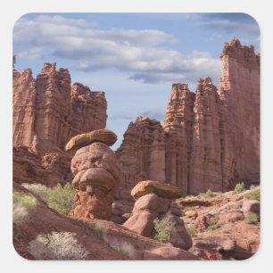 USA, Utah. Aussicht auf Fisher Towers. Guthaben wi Quadratischer Aufkleber
