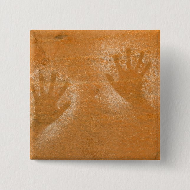 USA, Utah, Pictograph Handprints auf Sandstein, Button (Vorderseite)