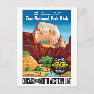 USA Utah Vintage Reiseposter Restauriert Postkarte