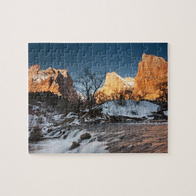 USA, Utah, Zion National Park. Bergsonnenaufgang Puzzle (Horizontal)