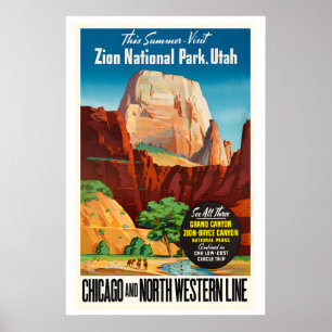USA Utah Zion National Park Vintage Reiseposter Poster