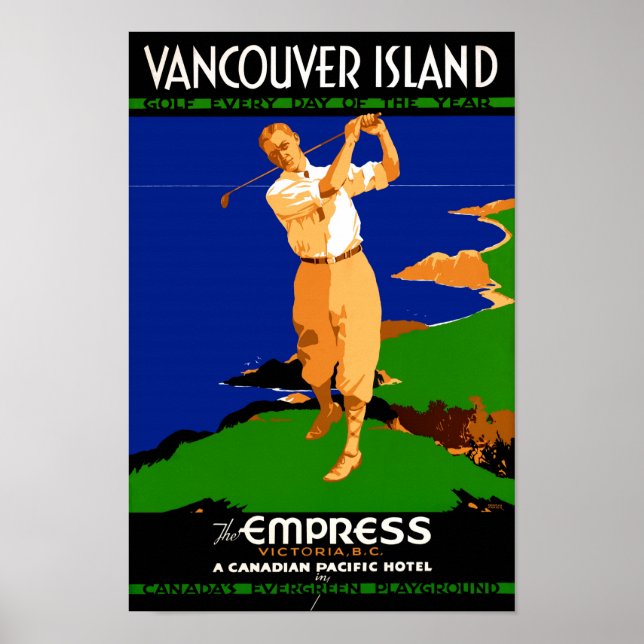 USA Vancouver Island Vintage Poster restauriert (Vorne)