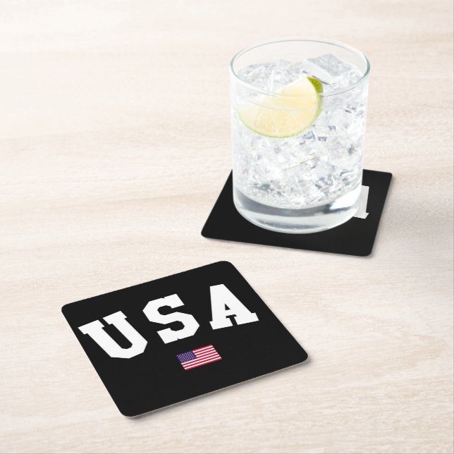 USA varsity letters American Flag Gym Sports  Rechteckiger Pappuntersetzer (Vor Ort)