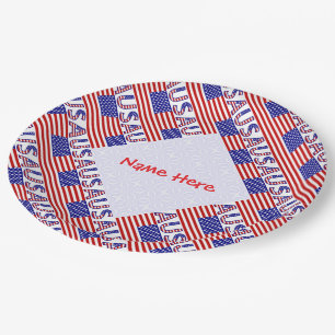 USA Vereinigte Staaten Amerika Flagge gekachelt pe Pappteller