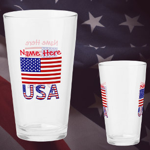 USA Vereinigte Staaten Amerika Flagge Rot Personal Glas