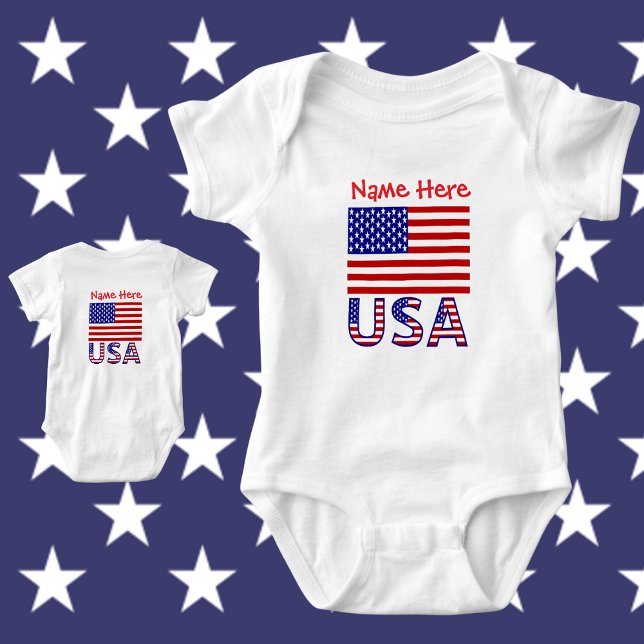 USA Vereinigte Staaten Amerika Rot Personalisiert Baby Strampler (Von Creator hochgeladen)