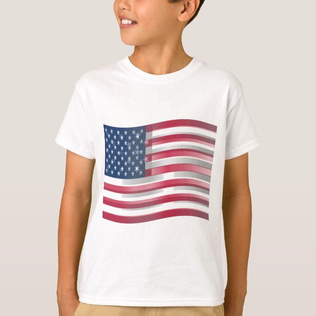 USA vereint Streifen und Sterne in kühnem Design T-Shirt (Vorderseite)
