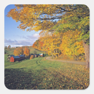 USA, Vermont, Jenne Farm. Der Herbst kommt nach Je Quadratischer Aufkleber