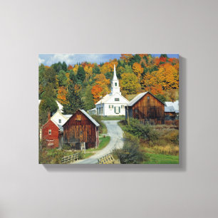 USA, Vermont, Waits River. Herbstlaub fügt hinzu Leinwanddruck